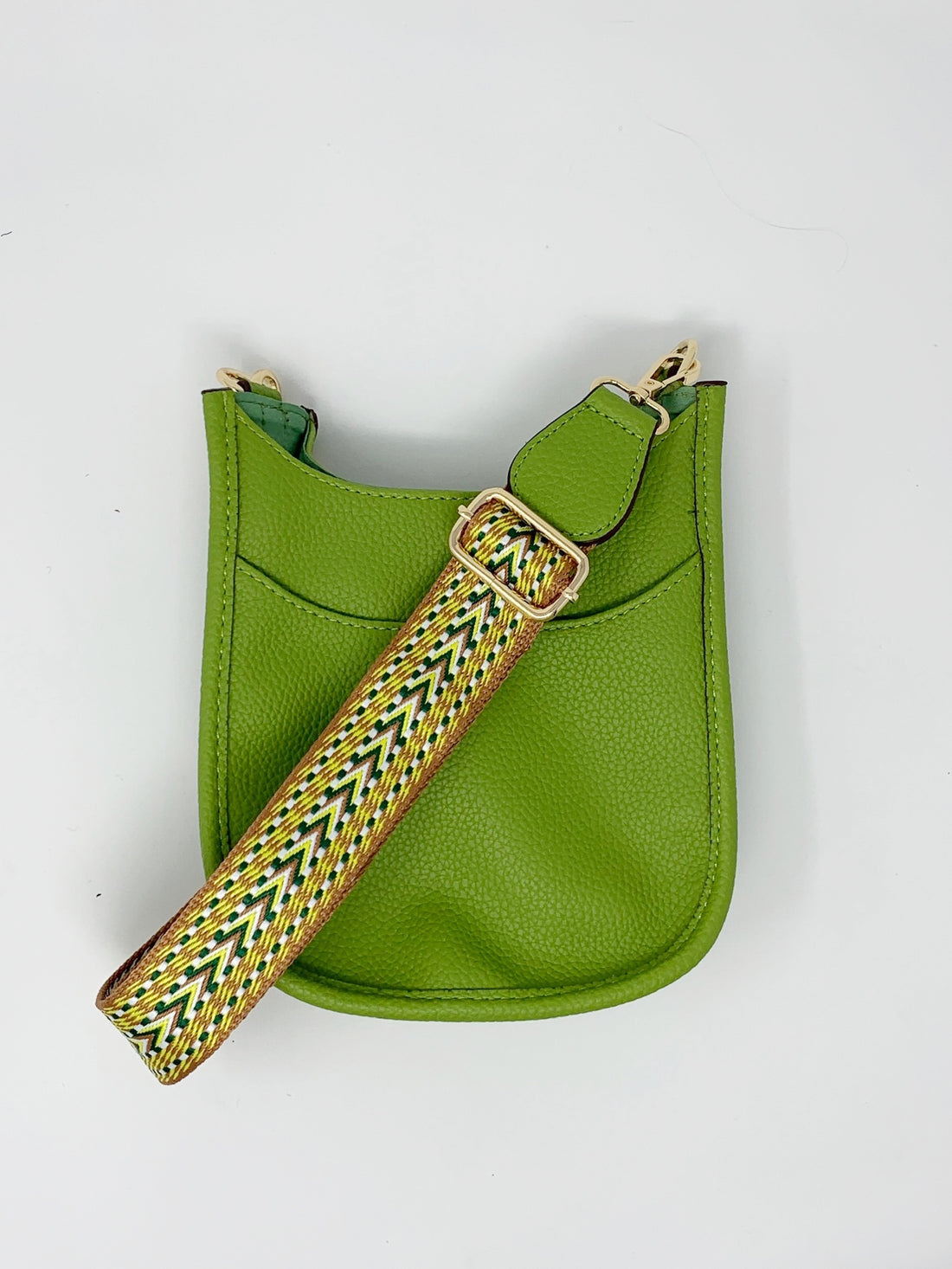 Mini Saddle Bag in Vegan Leather in Green Apple