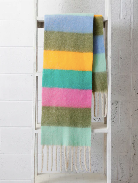 Pastel Multi Color Block Scarf in Mint