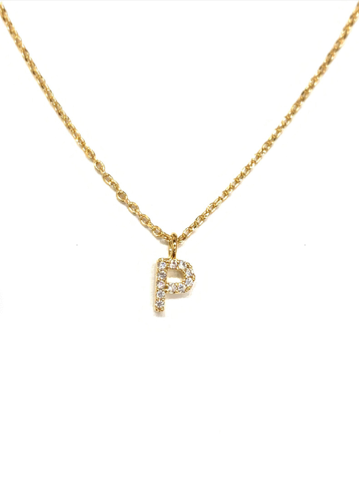 Pave Initial Necklace in Gold