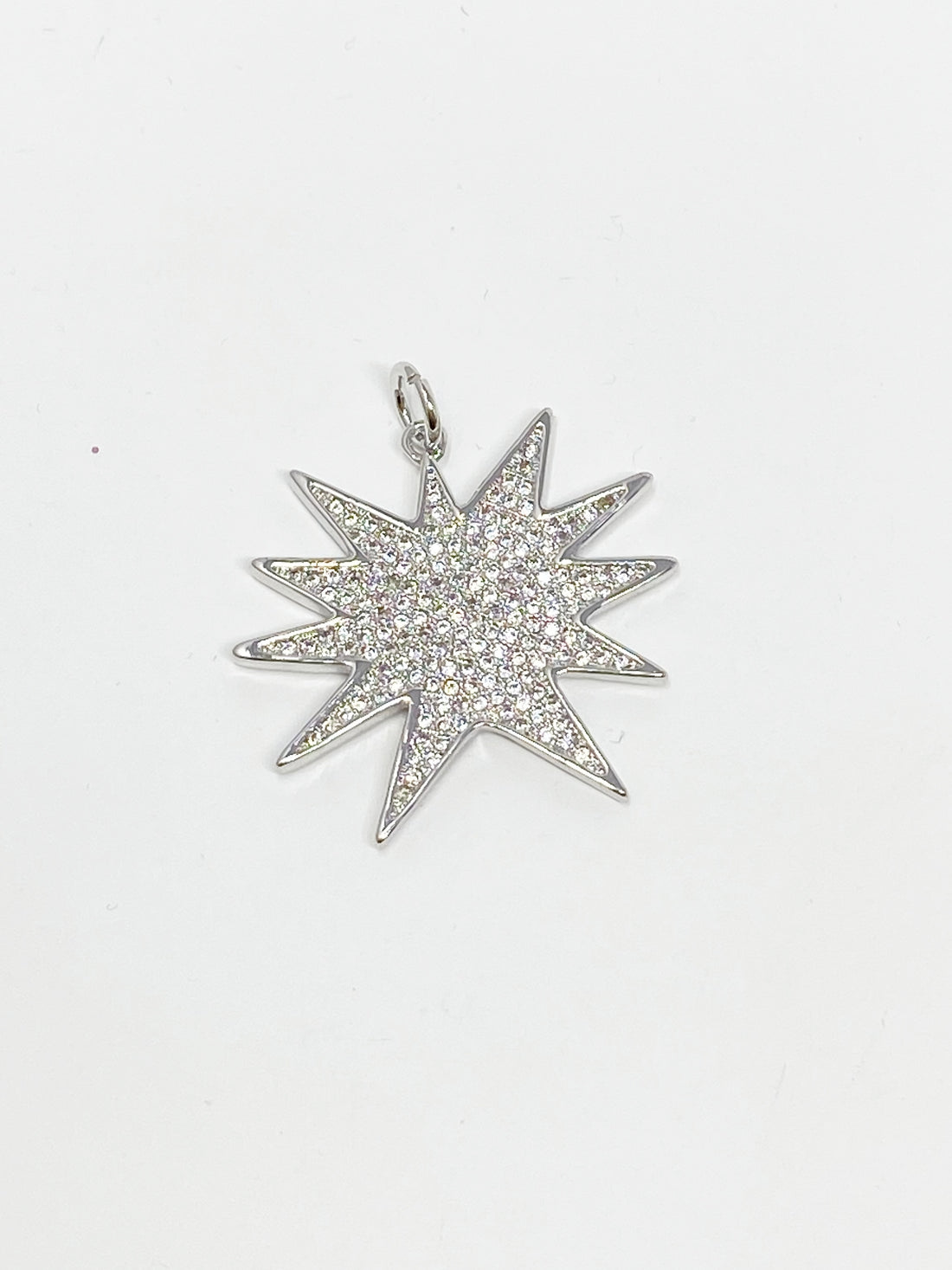 Charming Pave Comic Burst Charm in Silver