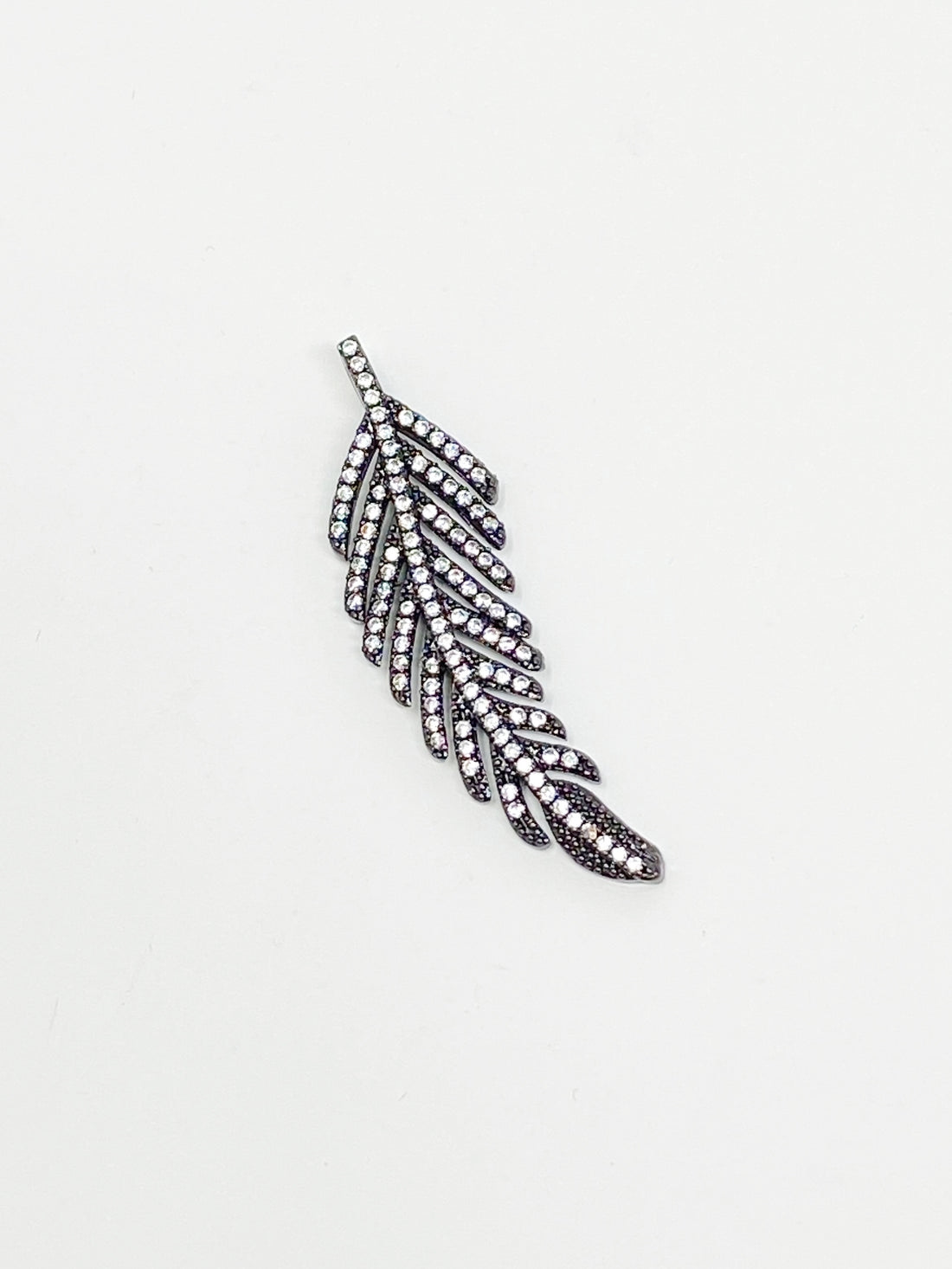 Charming Pave Feather Charm in Gunmetal