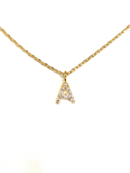 Pave Initial Necklace in Gold