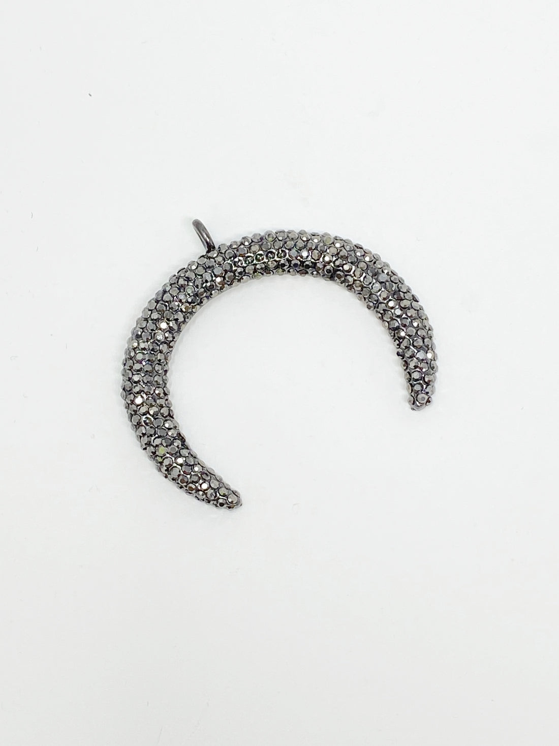 Charming Oversized Pave Moon Charm in Gunmetal