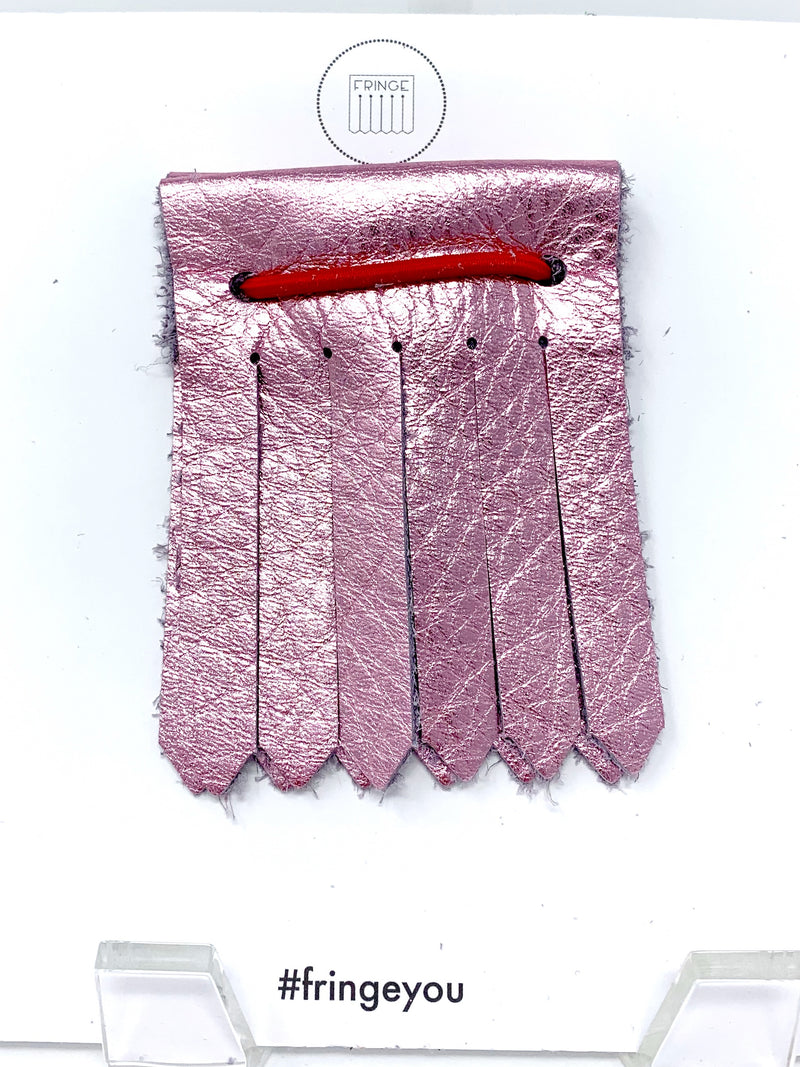 SALE! Shoe Fringe Short in Pink Metallic Leather