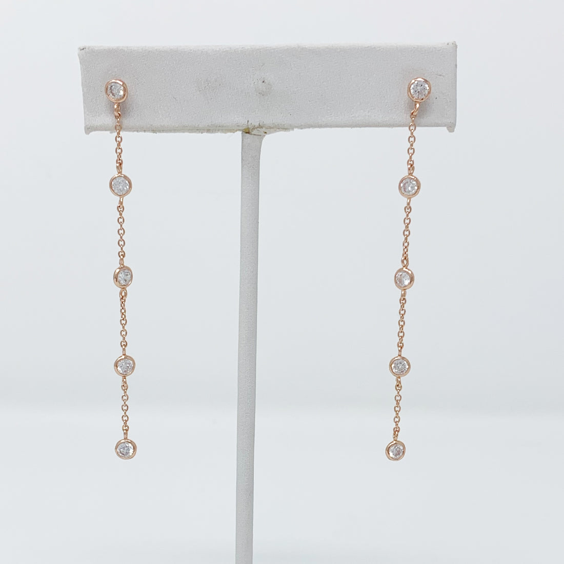 Diamond Chain Drop Earrings in Rose Gold
