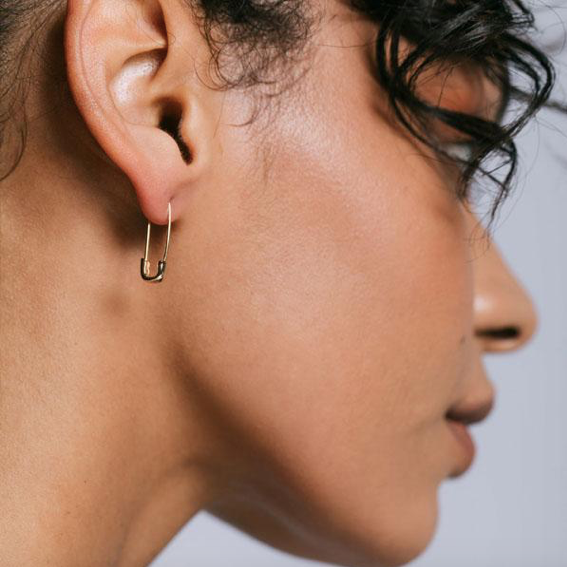 KN Safety Pin Hoops in Gold