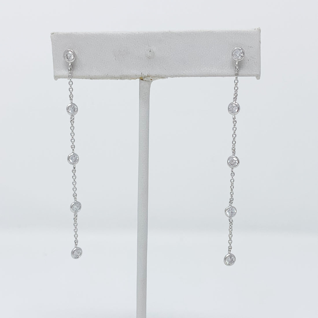 Diamond Chain Drop Earrings in Silver