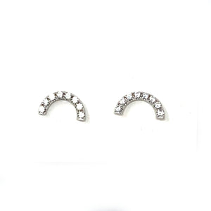 Pave Arc Studs in Silver