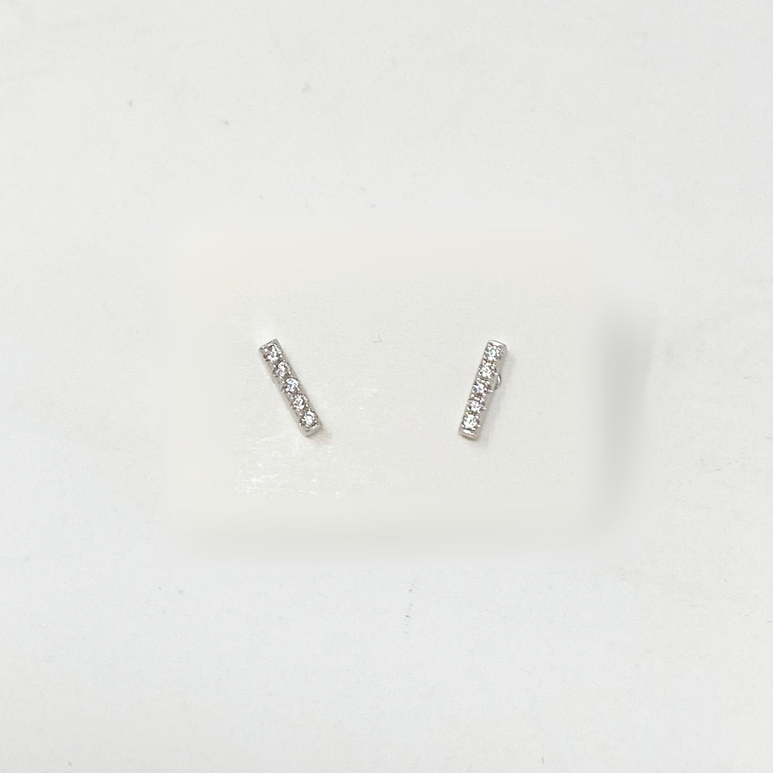 Pave Bar Studs in Silver