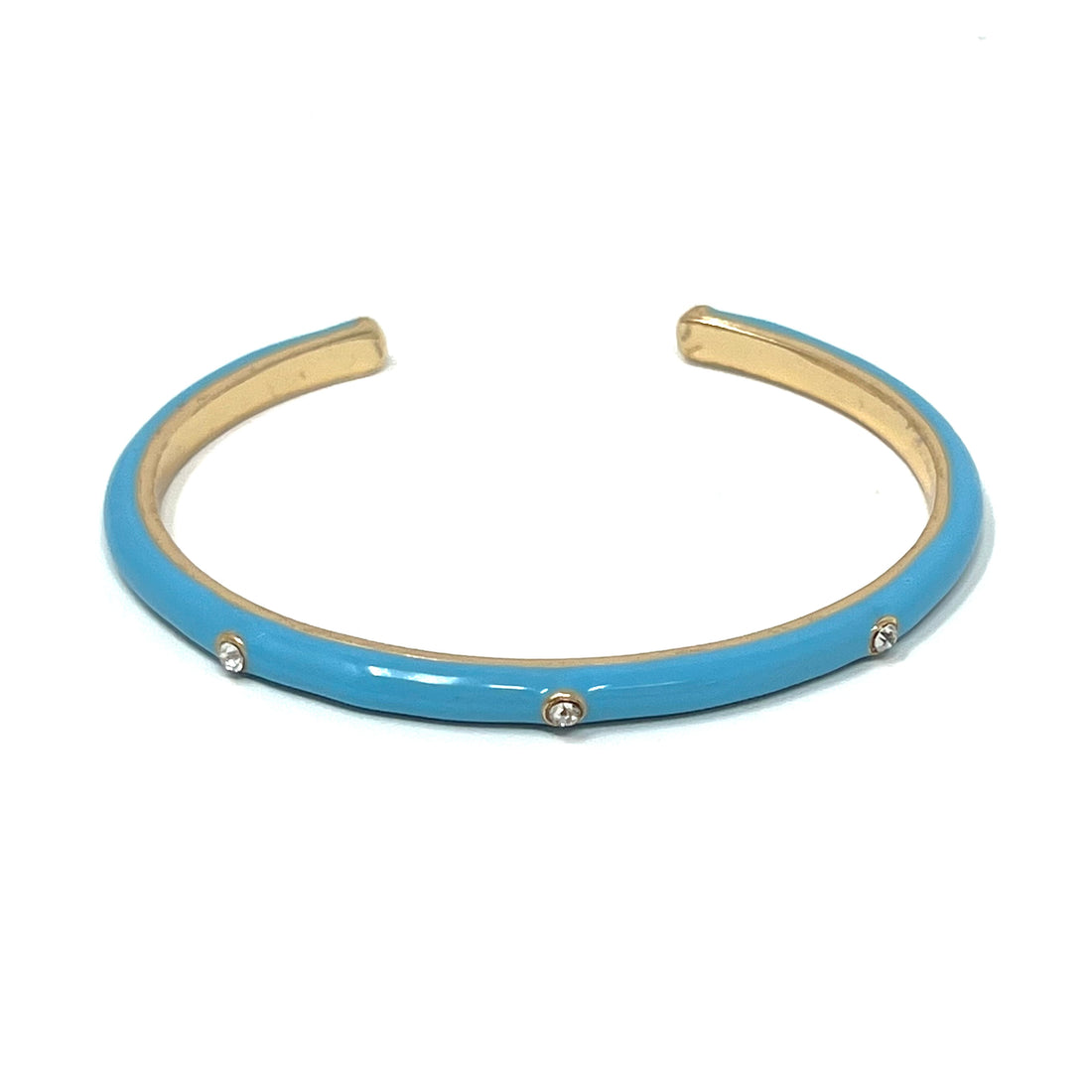Enamel Cuff with Stones Bracelet in Turquoise