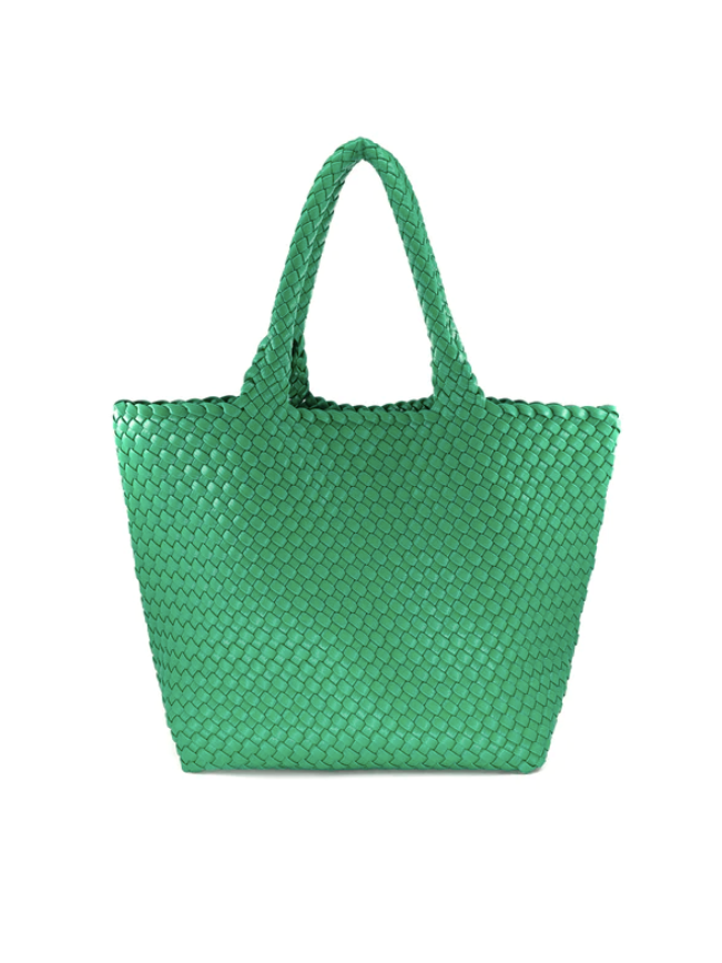 Updated Woven Tote in Emerald Green