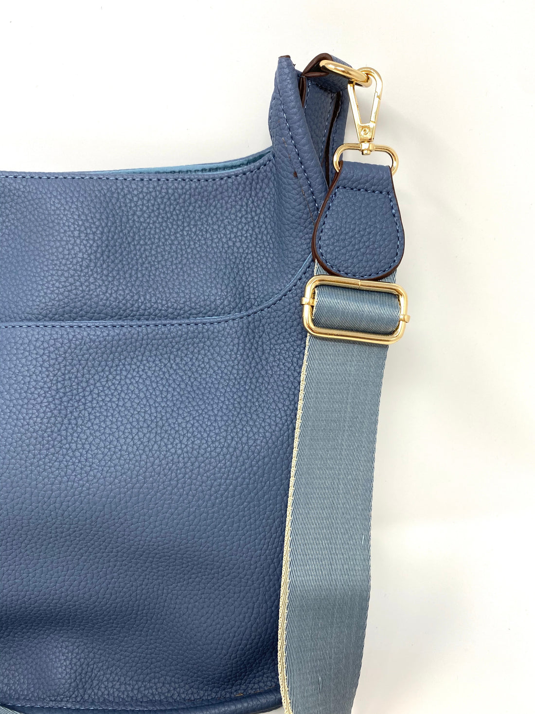 Saddle Bag in Vegan Leather in Denim Blue
