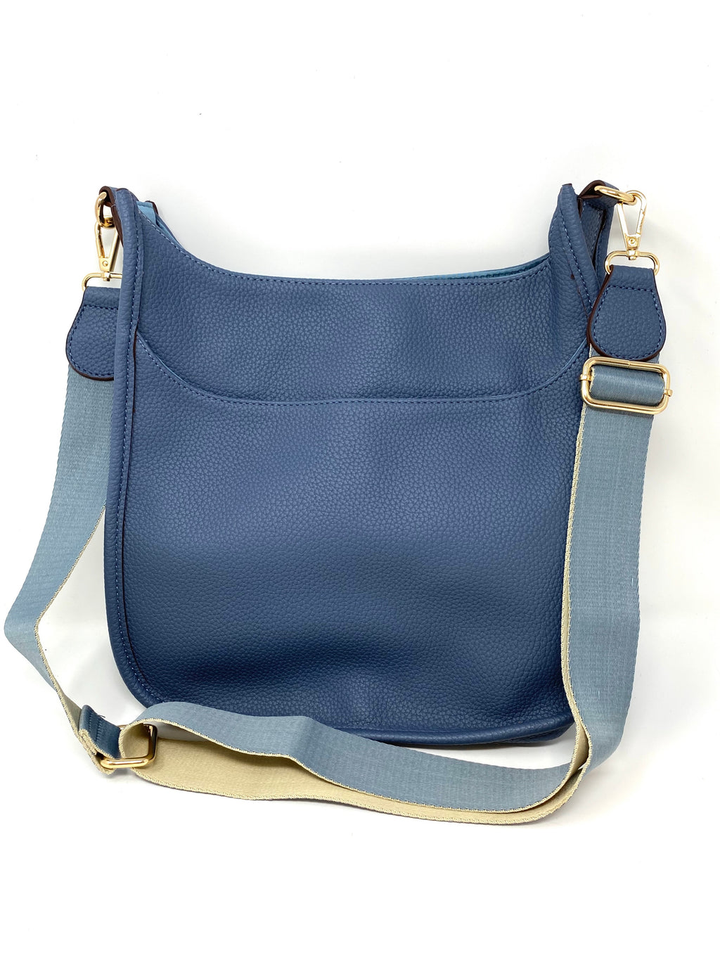 Saddle Bag in Vegan Leather in Denim Blue
